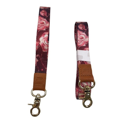 Keychain Wristlet Strap Womens Pink Floral Print Laynards Key Ring Holders