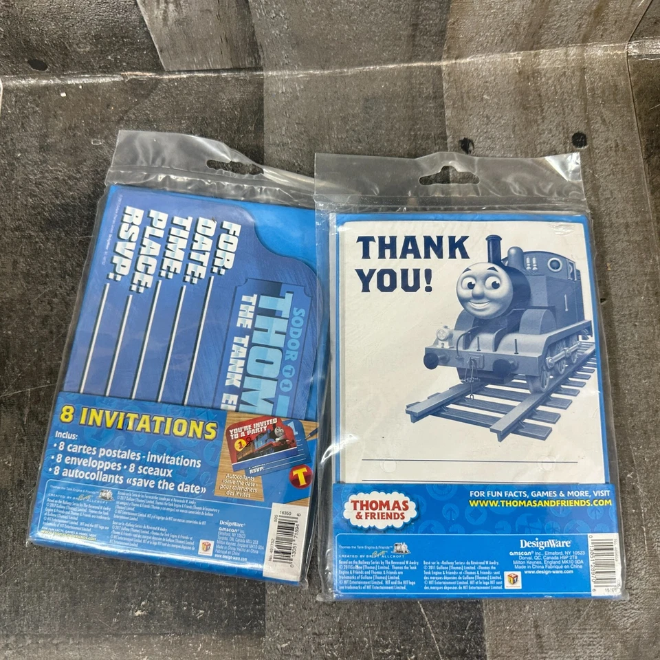 8 Thomas the Tank Train Engine Invitations & Thank You Cards - Birthday Party - Image 3 of 4