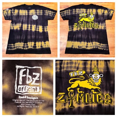 Flatbush Zombies FBZ Jah Lion Logo T-Shirt Tie Dye Sz Medium Rap Tee