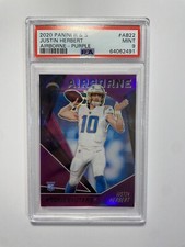 2020 Panini Rookies & Stars Justin Herbert Airborne Purple Rookie /35 PSA 9
