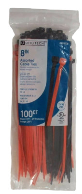 Utilitech 100-Pack 8-in Assorted Wire Cable Zip Ties Halloween Black & Orange