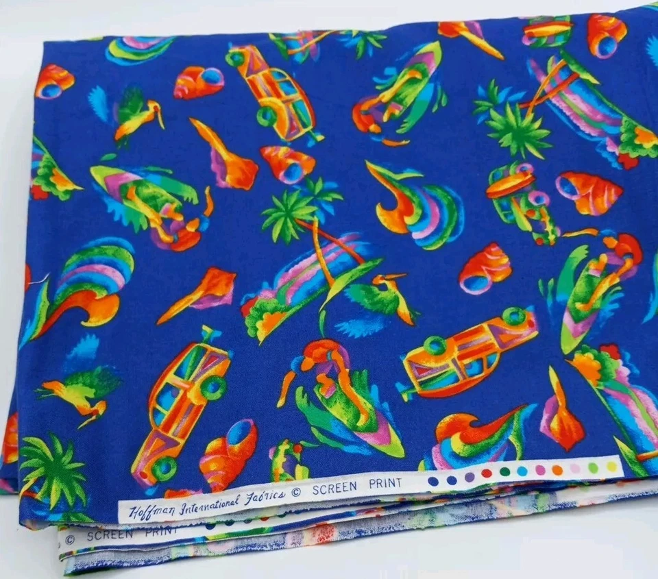 Hoffman International Fabrics Screen Print Beach Theme Blue/Multicolor 3 Yds - Image 2 of 4