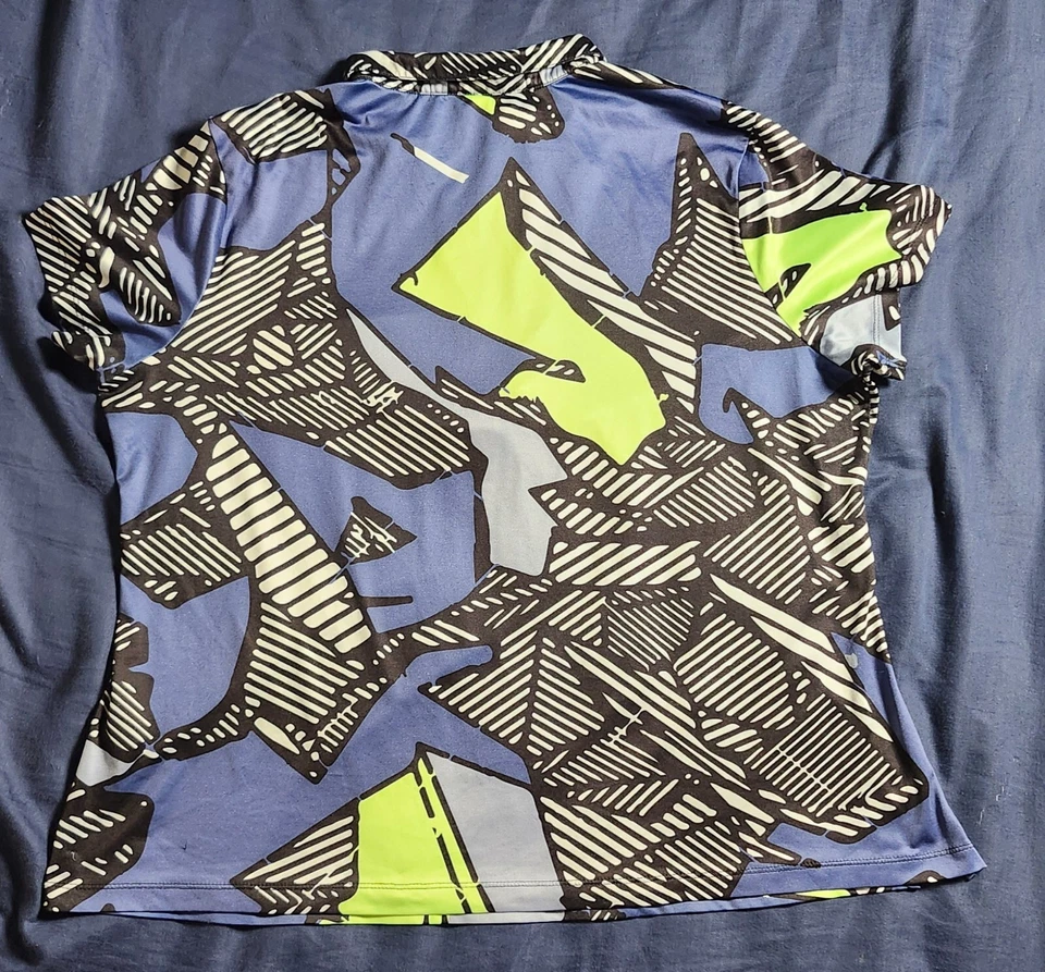 SIMPLICITE by Jamie Sadock Color Blue Lime Black Short Sleeve Golf Shirt Size XL - Image 3 of 4