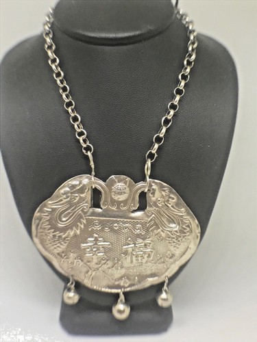 Vintage Sterling Silver Tibetan/Nepal Buddhist Religious Ceremony Necklace 