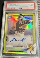 2021 Robert Hassell PSA 9 Auto Bowman Chrome Yellow Refractor 35/75 Card #CPARH
