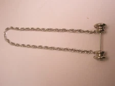 1-1/16" Bar & Long Prince of Wales Chain Silver Tone Vintage Collar Bar L79