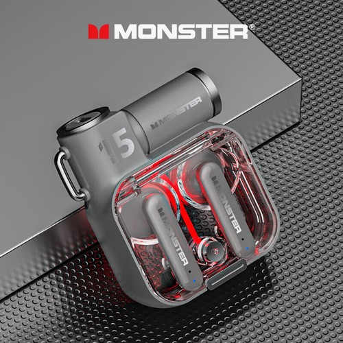 Oryginalne bezprzewodowe słuchawki Monster XKT15 Bluetooth 5.3 TWS Gaming Earbuds RGB