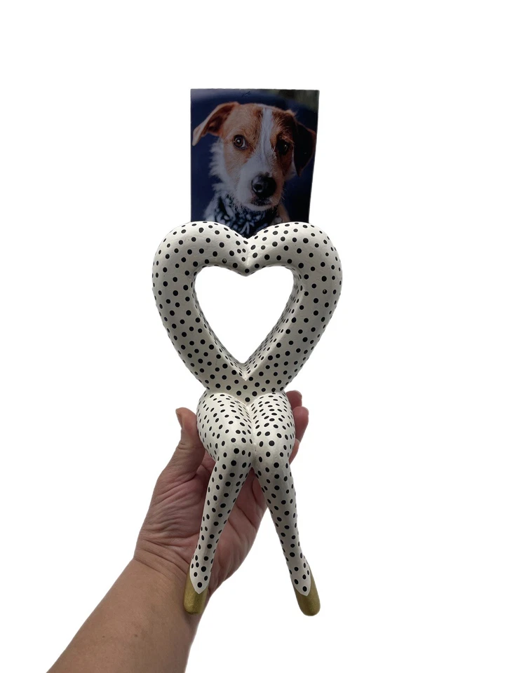 Photo Frame Heart Sitter Wood Painted Polka Dots Love Valentines Day Gift Signed - Image 3 of 4