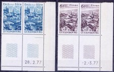 Luxembourg 1977 MNH 2v Corner Pair, landscapes, medieval Town Esch-sur-Sure