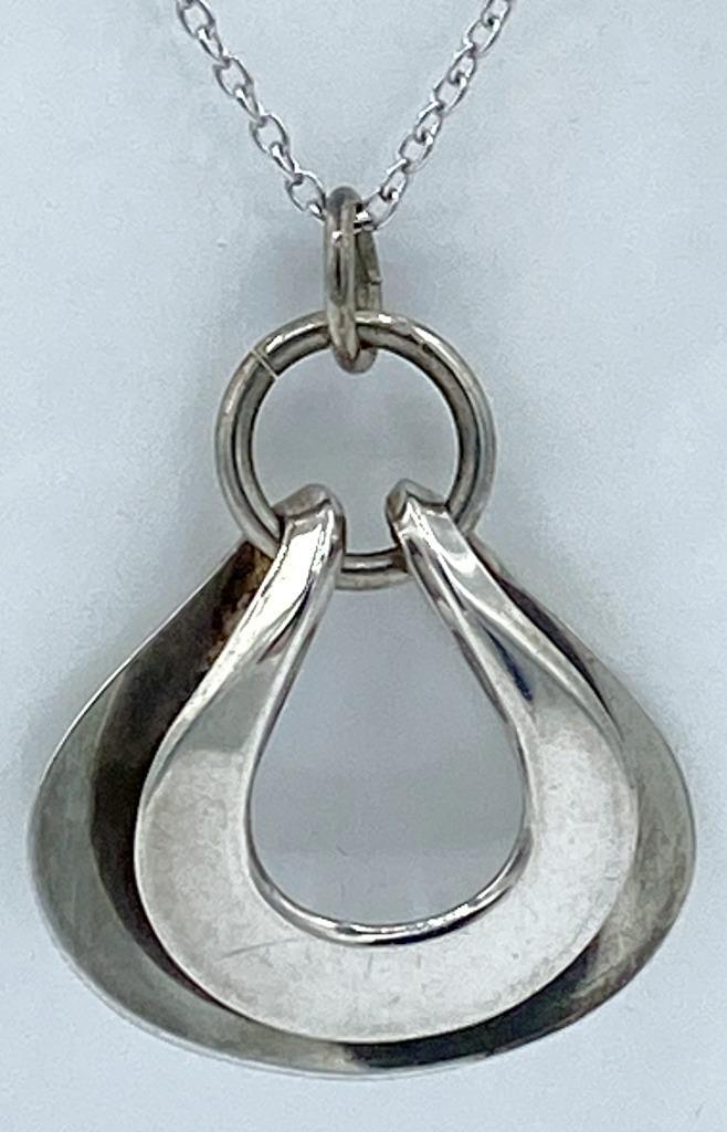 Vintage David Andersen Sterling Silver Modernist Pendant Necklace