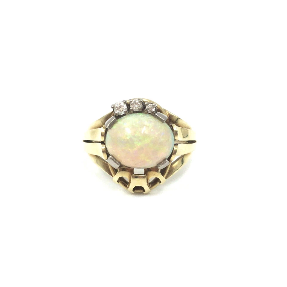 Gold Ring 585 14kt 3.66ct Opal Edelopal Vollopal 14K Diamanten 18.1mm / 57 opale - Bild 2 von 4