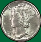 1943-D Mercury Dime Brilliant Uncirculated BU Coin #40619
