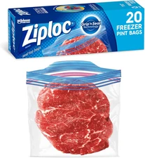 Ziploc Pint Food Storage Freezer Bags, Grip 'N Seal Technology for Easier Grip,