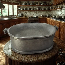 Guardian Service Hammered Aluminum Oval Roaster Dutch Oven w/ Lid Vintage