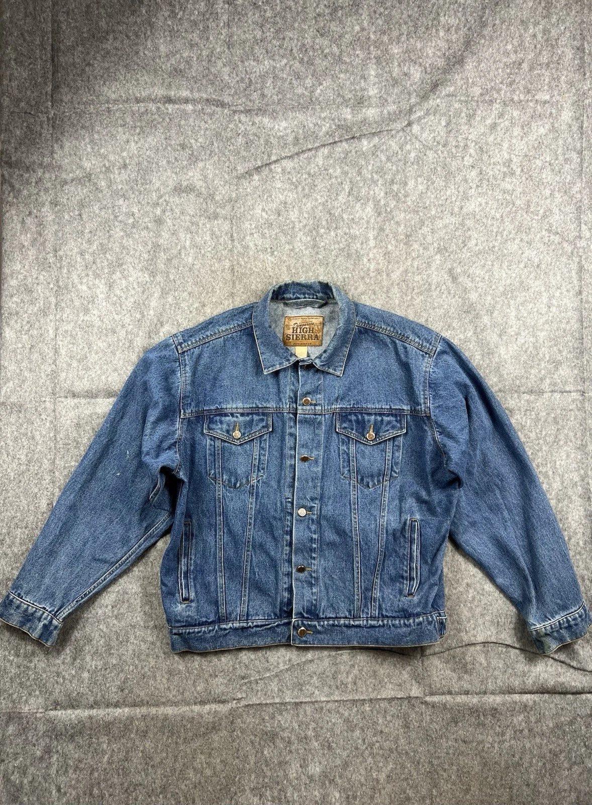 Dungarees High Sierra Mens Trucker Denim Jacket Outerwear Medium Wash Size Large