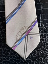 Vintage Krizia Necktie Pure Italian Silk Italy Toucan Stripes 3  X 55.5  READ