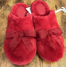 Auden Women's Mimi Red Bow Scuff Slippers Size XL 11/12 New