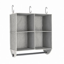 Hanging Closet Organizer 4-Shelf with Rack, Gray