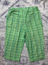 Vintage Green Plaid Blair Womens Cropped Pants Large 100 Cotton Lightweight