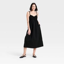 Women Crochet Maxi Sundress - A New Day Black L