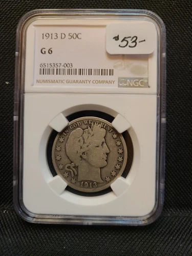 1913-D NGC G6 BARBER SILVER HALF DOLLAR #003