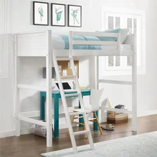 Loft Bed Frame For Kids Teens Girls Boys Twin Size Ladder Guard Rails Storage