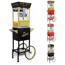 Commercial Popcorn Machine Movie Theater Popper Maker With Cart Wheels 20/12 Oz