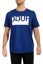 Hugo Boss Men's "Doguh" Blue Logo Print Short Sleeve T-Shirt US XL IT 54