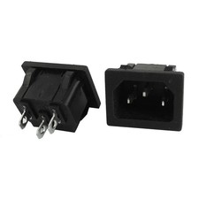 2 Pcs AC 250V 10A Snap in Mounting IEC320 C14 Inlet Power Socket Black