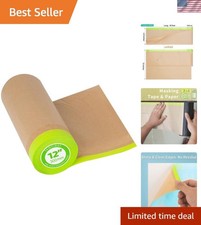 Pre-Taped Masking Paper for Painting - 12 inch x 50 feet Tape and Drape Paint...