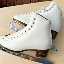 Vintage Riedell 117 Size 5 Ice Figure Skates White John Wilson Excel Blades