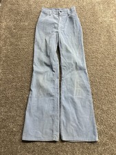 Vintage 1970s Unbranded Womens Baby Blue Corduroy Boot Flare Pants Cotton 25x31