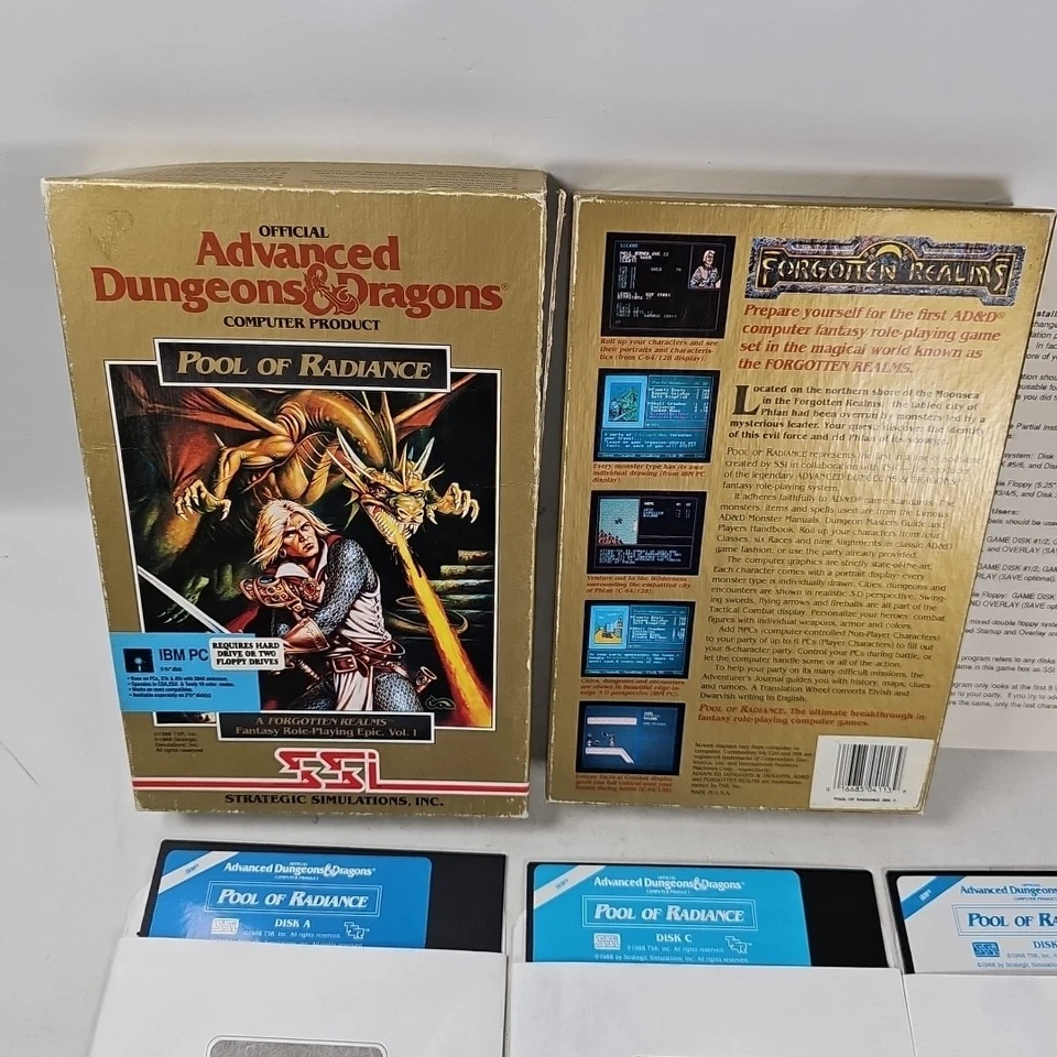 Advanced Dungeons & Dragons: Pool of Radiance (PC, 1988) IBM Big Box - Image 4 of 4