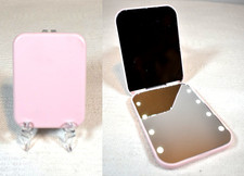 Pink Compact Travel Makeup Mirror, LED Lighted, 2-Sided, Portable, Pocket, Purse