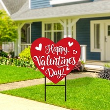 Valentine Metal Garden Stakes Red Love Heart Yard Stake Decorative Lawn Sign