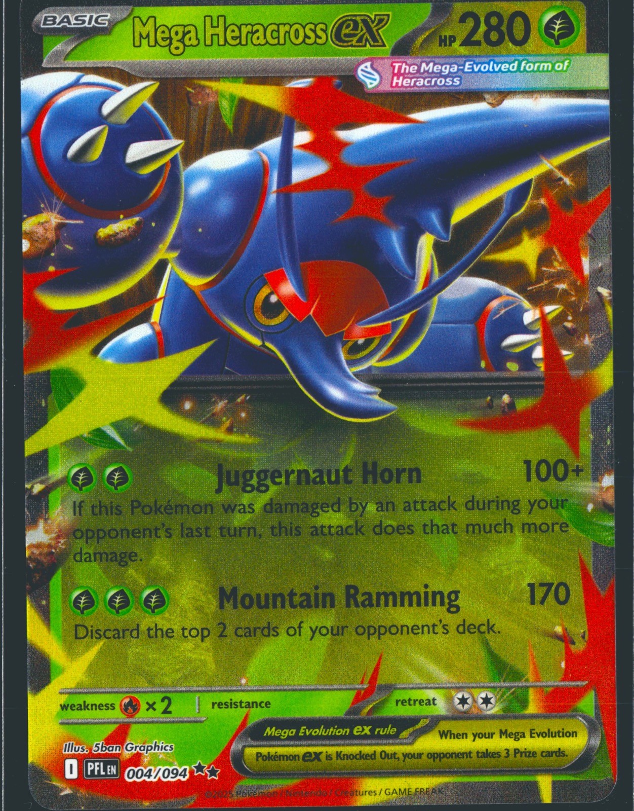 Mega Heracross ex 004/094 Double Rare Phantasmal Flames Pokemon Holo Near Mint