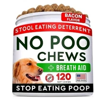No Poo Chews And Breath Aid, For Dogs, 120 Soft Chews, 9.3 oz  Bacon Flavor