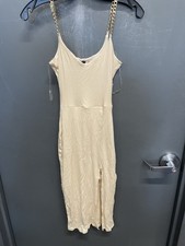 Women’s Windsor Cream Split Leg Dress & Gold Toned Chain Straps Size Medium NWT