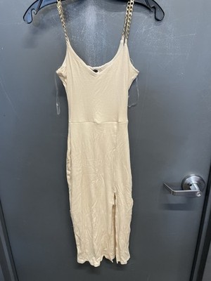 Women s Windsor Cream Split Leg Dress & Gold Toned Chain Straps Size Medium NWT