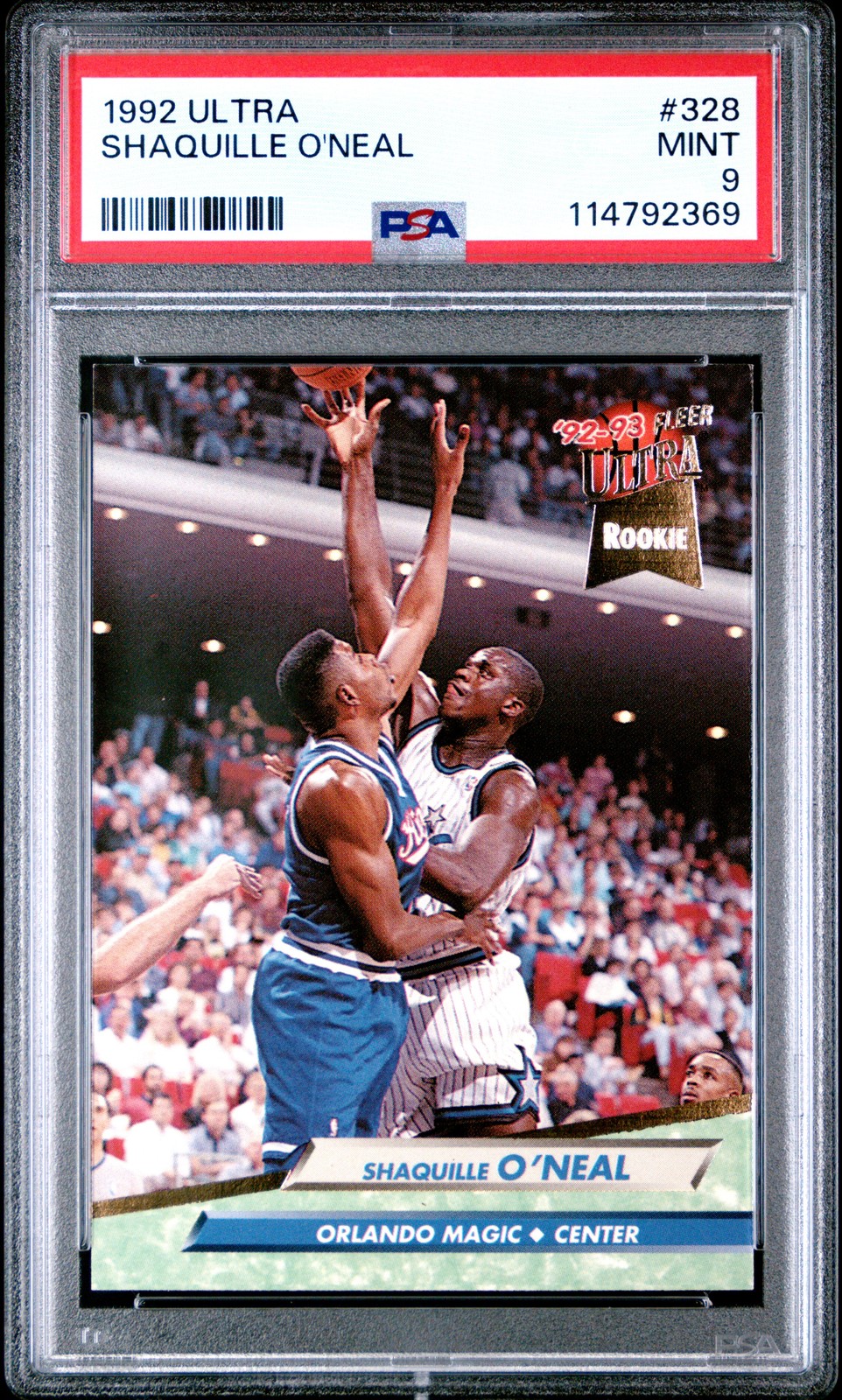 1992 ULTRA #328 SHAQUILLE O'NEAL ROOKIE RC PSA 9