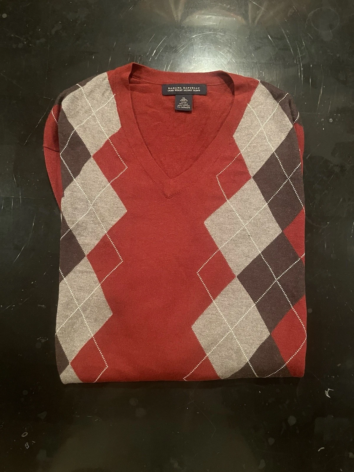 Banana Republic Men’s Argyle Merino Wool Sweater XL