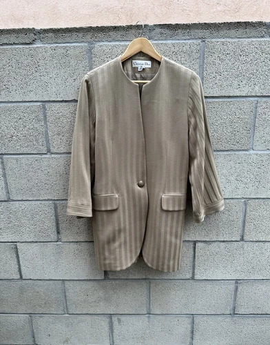 Cappotto donna Christian Dior vintage made in USA beige con bottoni taglia 10