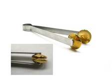 Brass Lentil Press Round Small with hole, Pad Size 3/4"