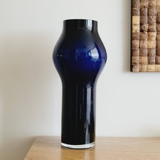 Imposant Vase En Verre Soufflé Bleu Nuit Design