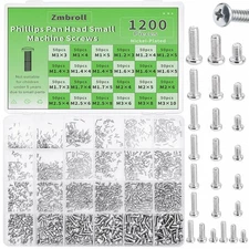 Small Machine Screws Assortment Bolts Pan Head Eyeglasses Watches Phone 1200 PCS