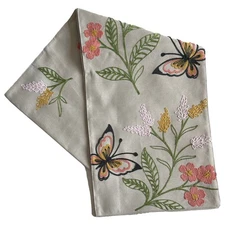 Spring Shop Embroidered Butterfly & Flowers Table Runner, 13" x 70"