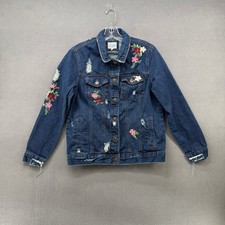 Wax Jean Denim Jacket Women Distressed Floral...