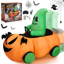 Remote Control Inflatable Halloween Pumpkin Ghost Car for Indoor/Outdoor Use