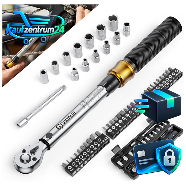 DrehmomentschlüSsel 5-25 Nm 1/4 Zoll Mit Ratsche VerläNgerungsstange Bits-image