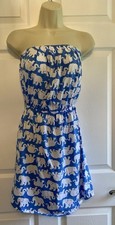 LILLY PULITZER Windsor Blue Tusk In The Sun Elephant Pima Cotton Dress Sz XS